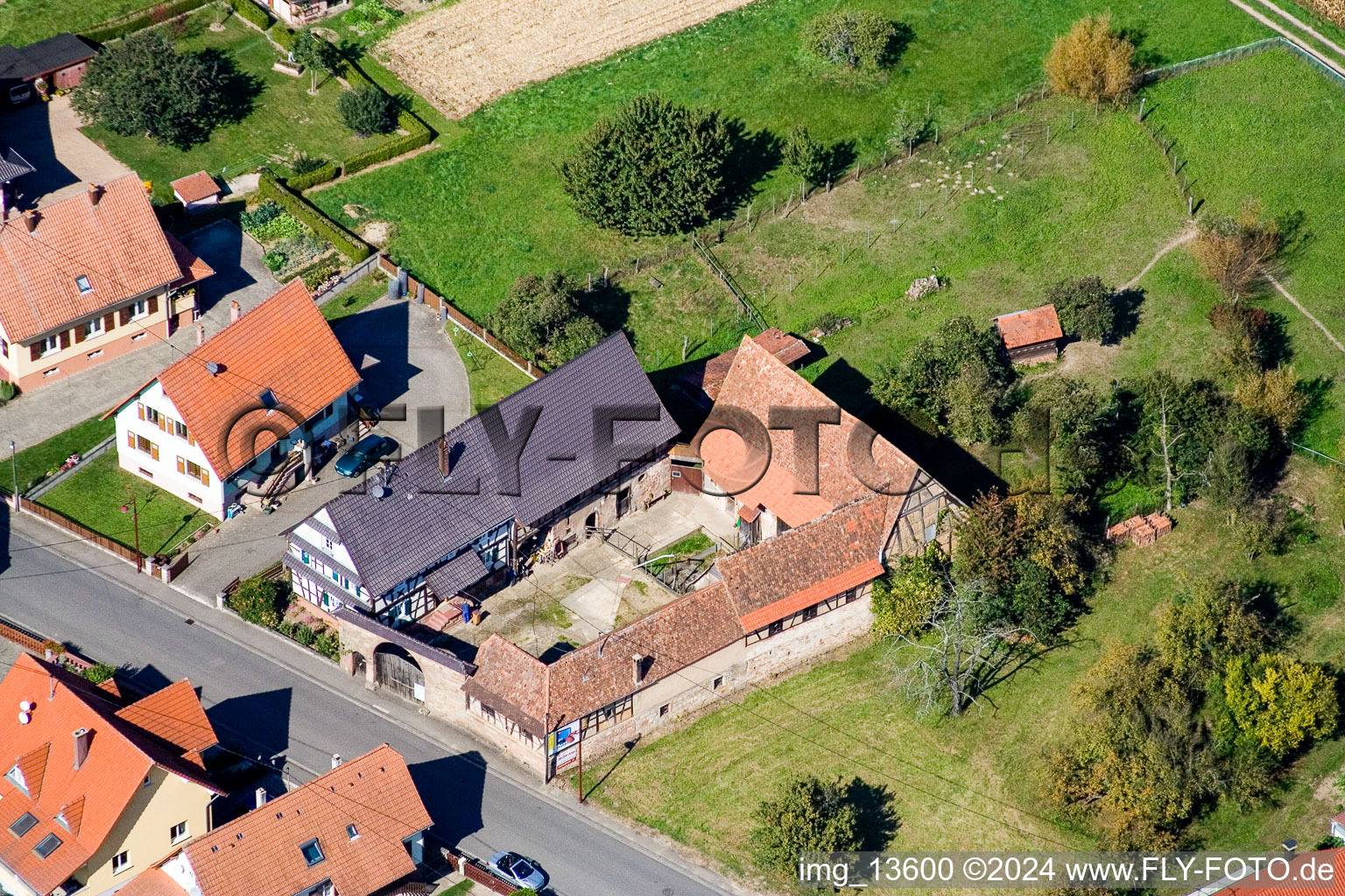 Bird's eye view of Schleithal in the state Bas-Rhin, France