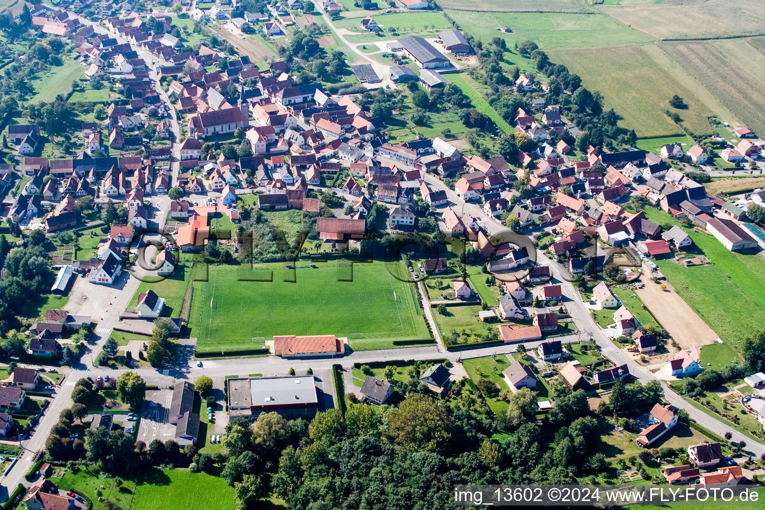 Bird's eye view of Riedseltz in the state Bas-Rhin, France