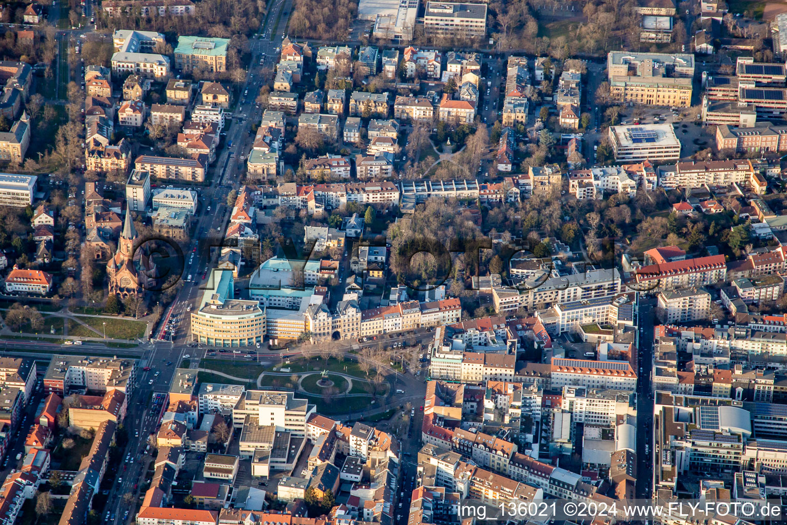 Kaiserplatz and Reinhold-Frank-Straße in the district Weststadt in Karlsruhe in the state Baden-Wuerttemberg, Germany