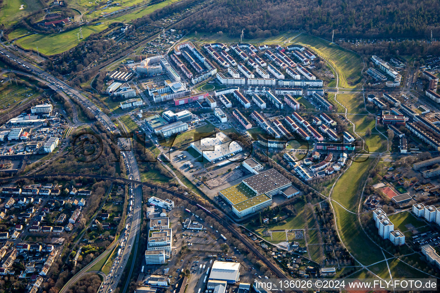 Badeniaplatz, Otto Office Shipping in the district Oberreut in Karlsruhe in the state Baden-Wuerttemberg, Germany