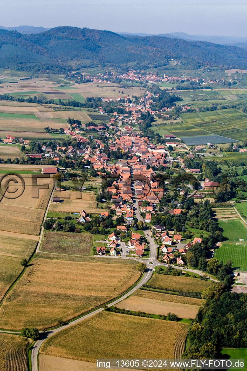 Steinseltz in the state Bas-Rhin, France from the plane