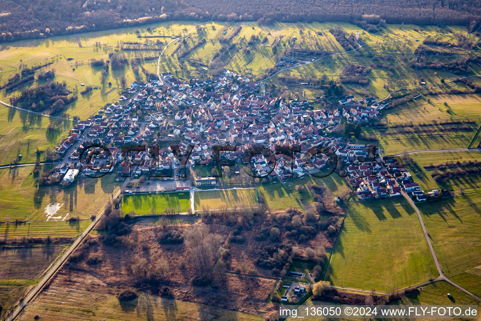 From the east in the district Büchelberg in Wörth am Rhein in the state Rhineland-Palatinate, Germany