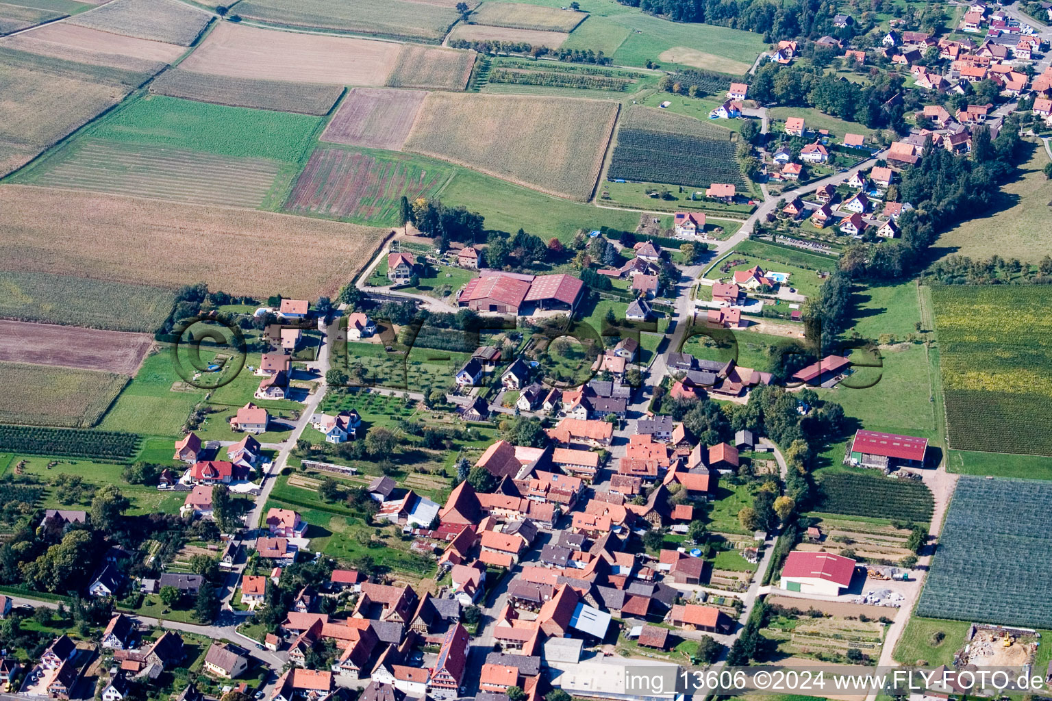 Bird's eye view of Steinseltz in the state Bas-Rhin, France