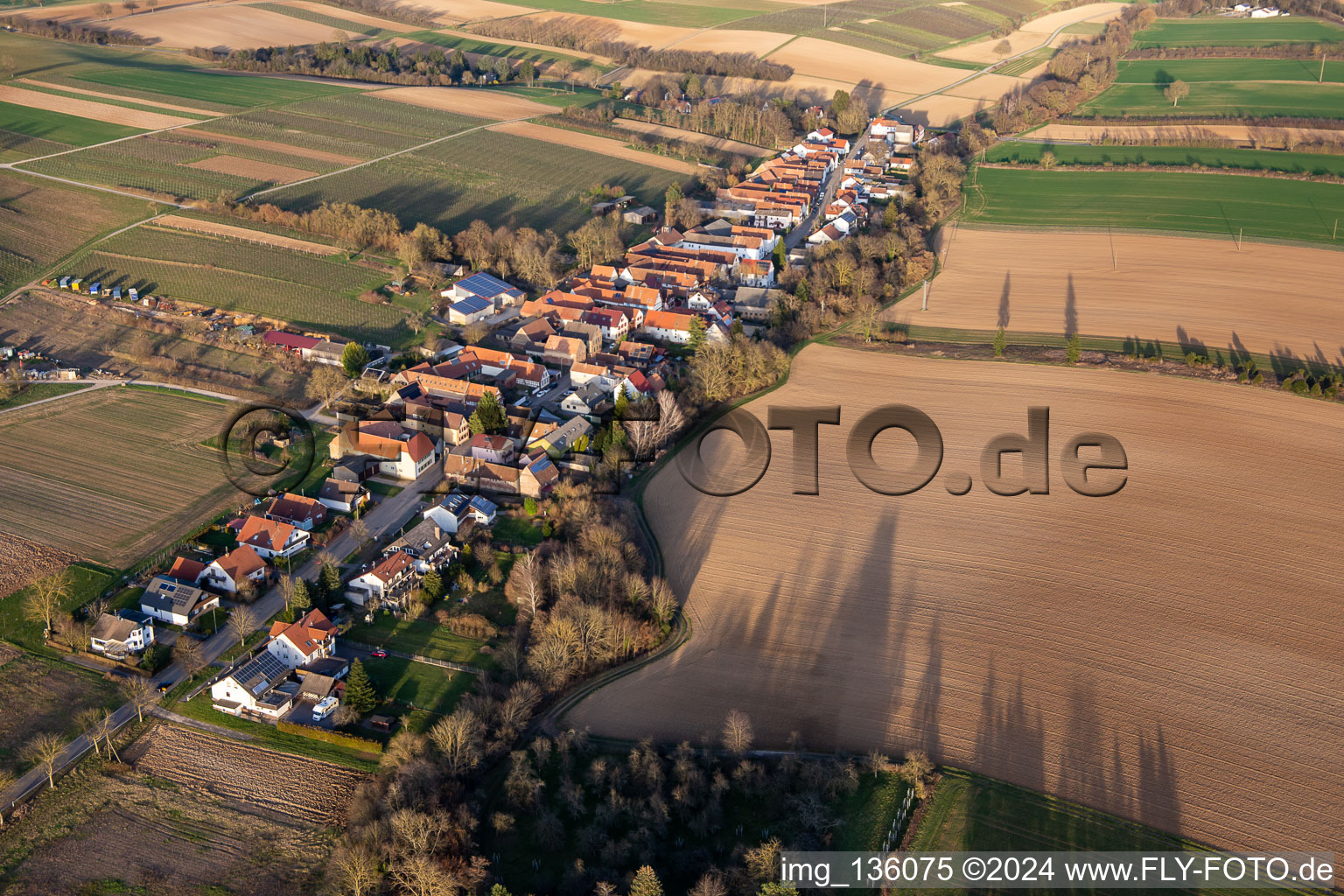 Aerial photograpy of Main Street in Vollmersweiler in the state Rhineland-Palatinate, Germany