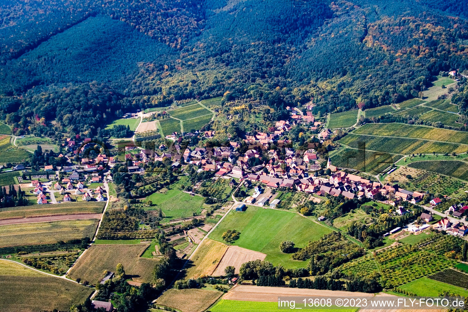 Aerial photograpy of Rott in the state Bas-Rhin, France