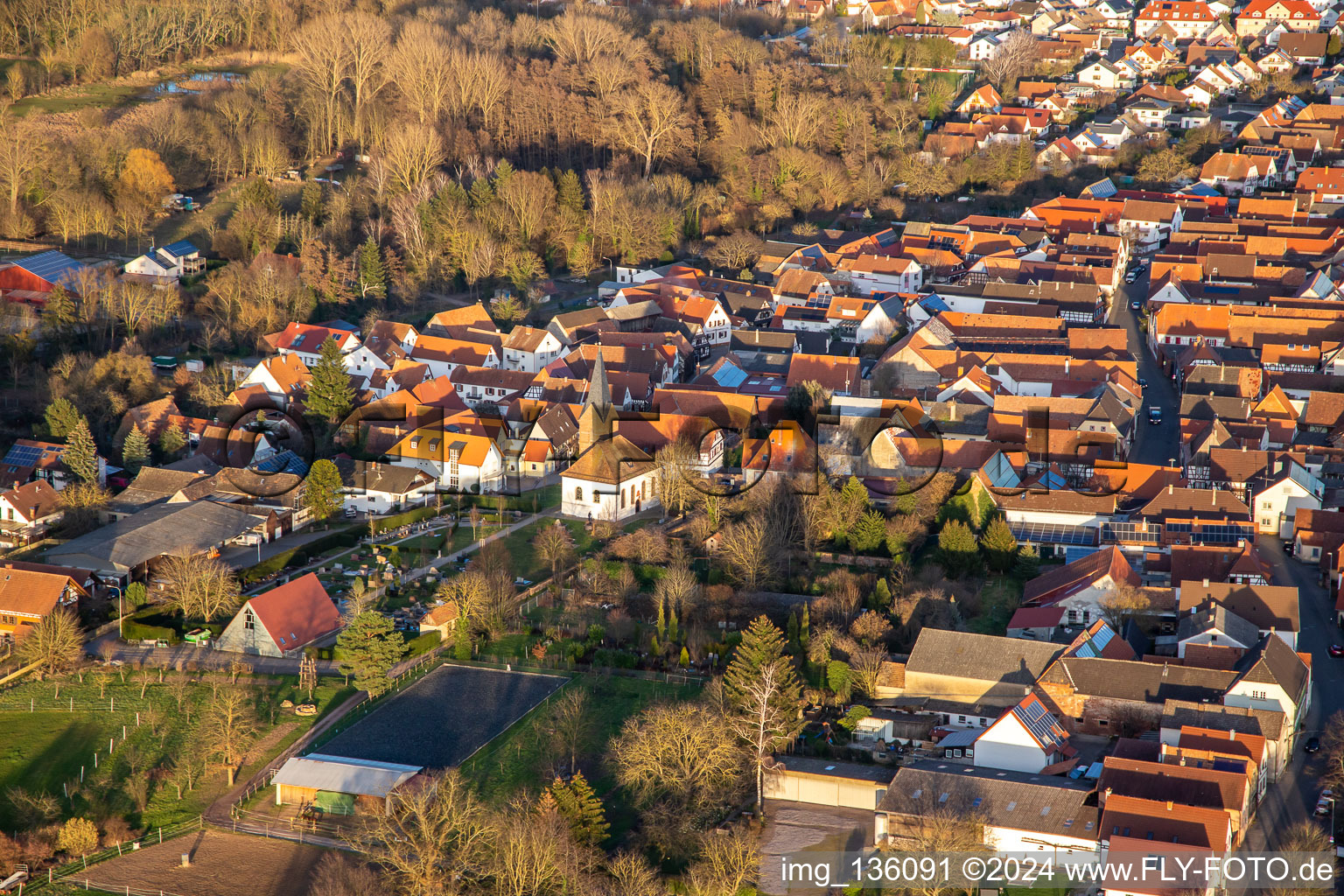 Cemetery and Protestant Church in Winden in the state Rhineland-Palatinate, Germany