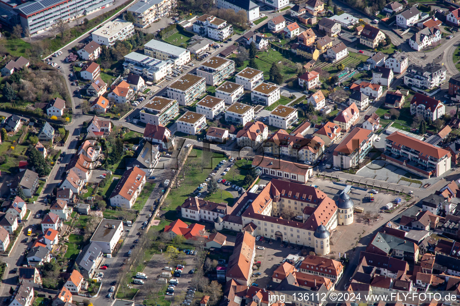 Aerial photograpy of Castle Bad Bergzabern in Bad Bergzabern in the state Rhineland-Palatinate, Germany