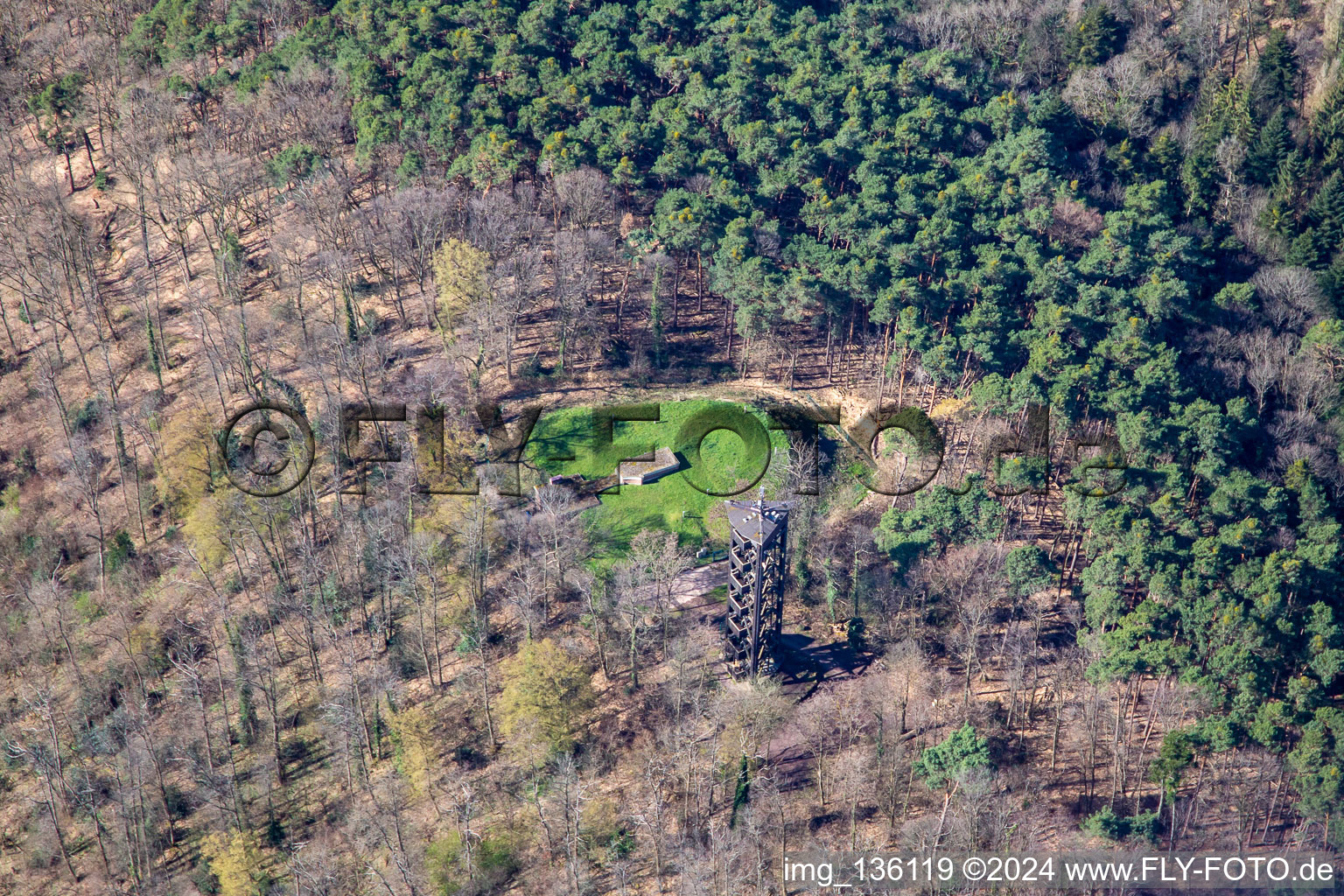 Oblique view of Bismarck Tower in Bad Bergzabern in the state Rhineland-Palatinate, Germany