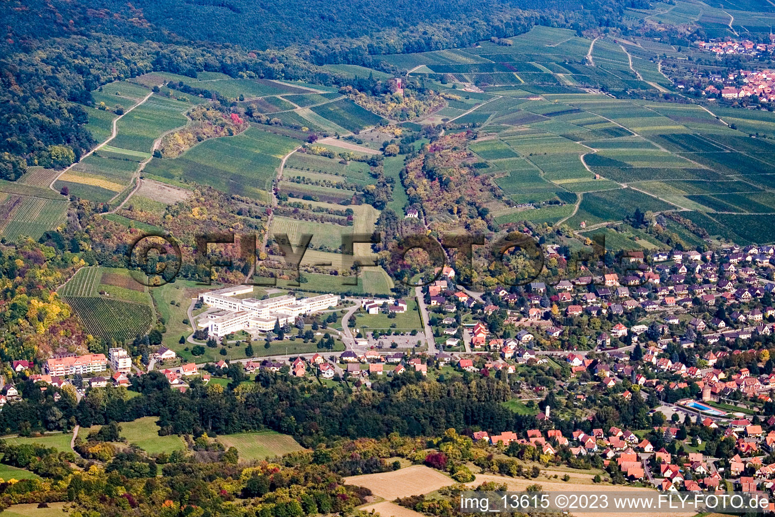 Aerial photograpy of Sonnenberg after silence in Wissembourg in the state Bas-Rhin, France