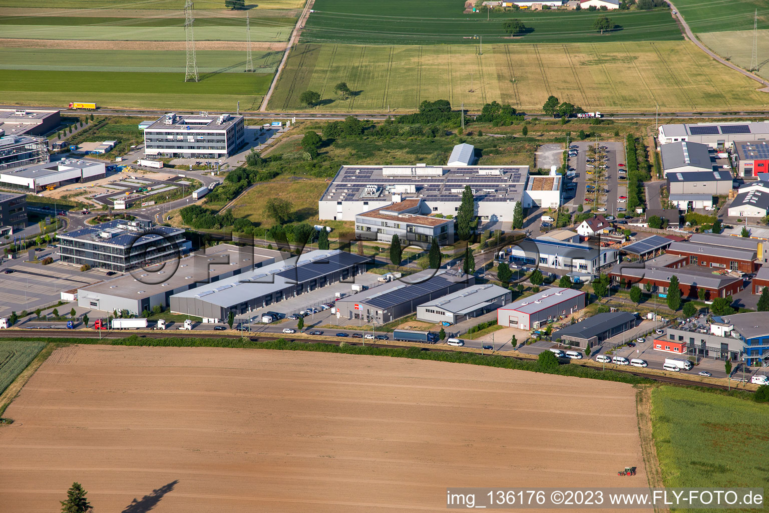 North industrial area in the Speyer Valley in Rülzheim in the state Rhineland-Palatinate, Germany