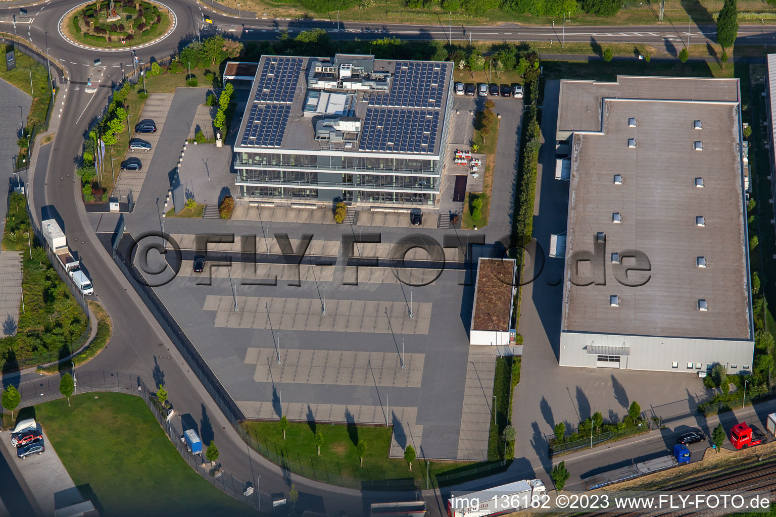 Aerial view of ITK Engineering GmbH in Rülzheim in the state Rhineland-Palatinate, Germany