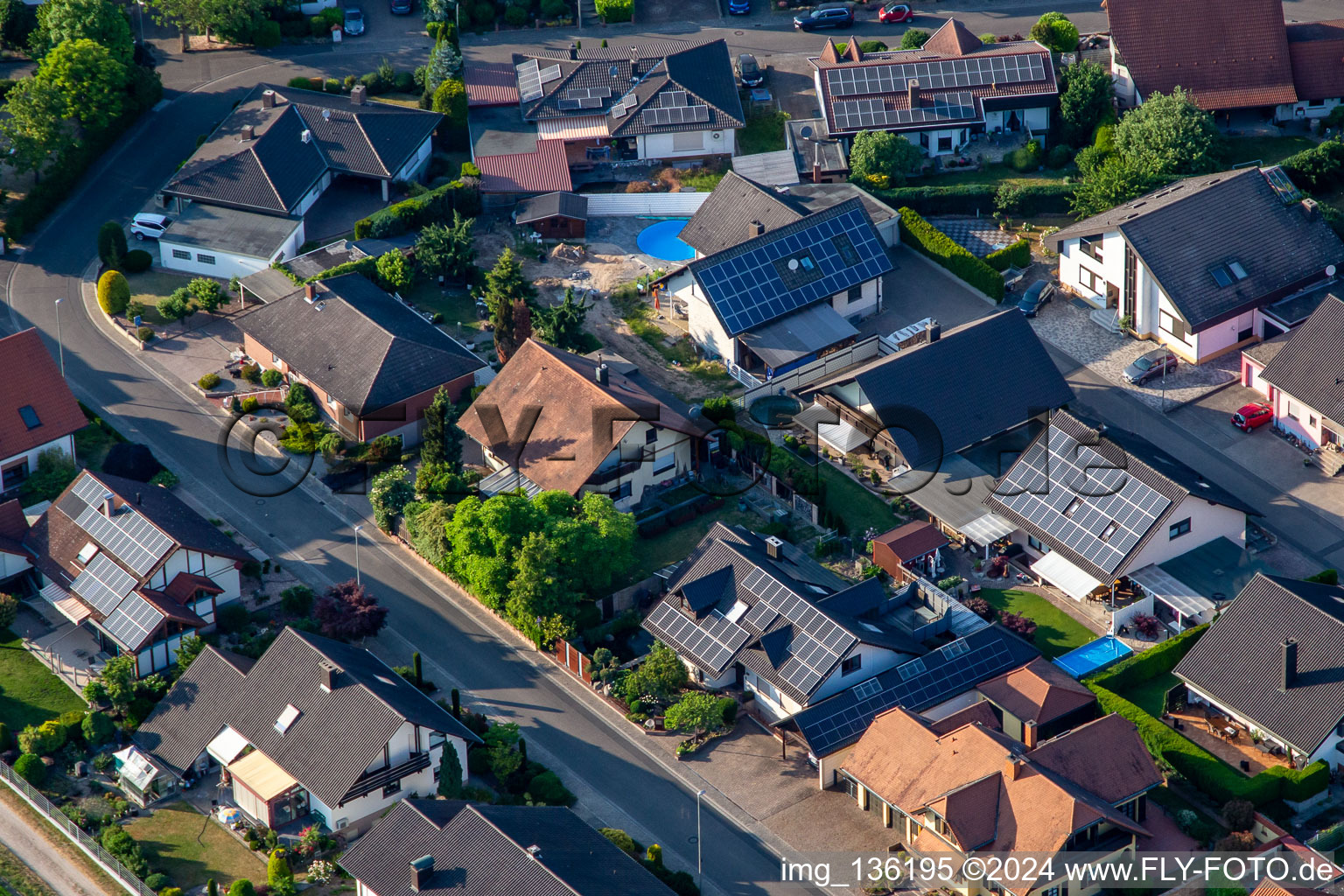 Aerial view of South Ring from the south in Kuhardt in the state Rhineland-Palatinate, Germany