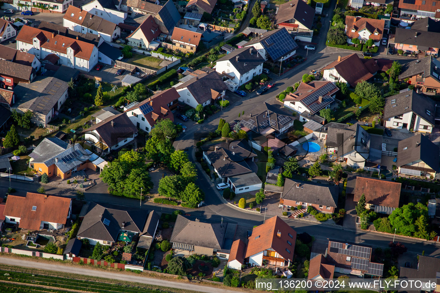 Aerial photograpy of South Ring from the West in Kuhardt in the state Rhineland-Palatinate, Germany