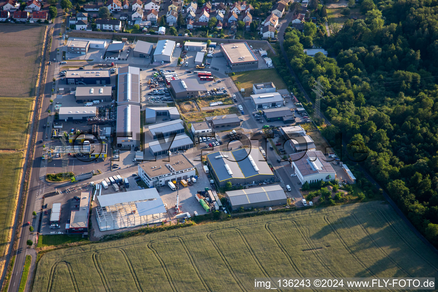 Römeracker commercial area in the district Hochstetten in Linkenheim-Hochstetten in the state Baden-Wuerttemberg, Germany