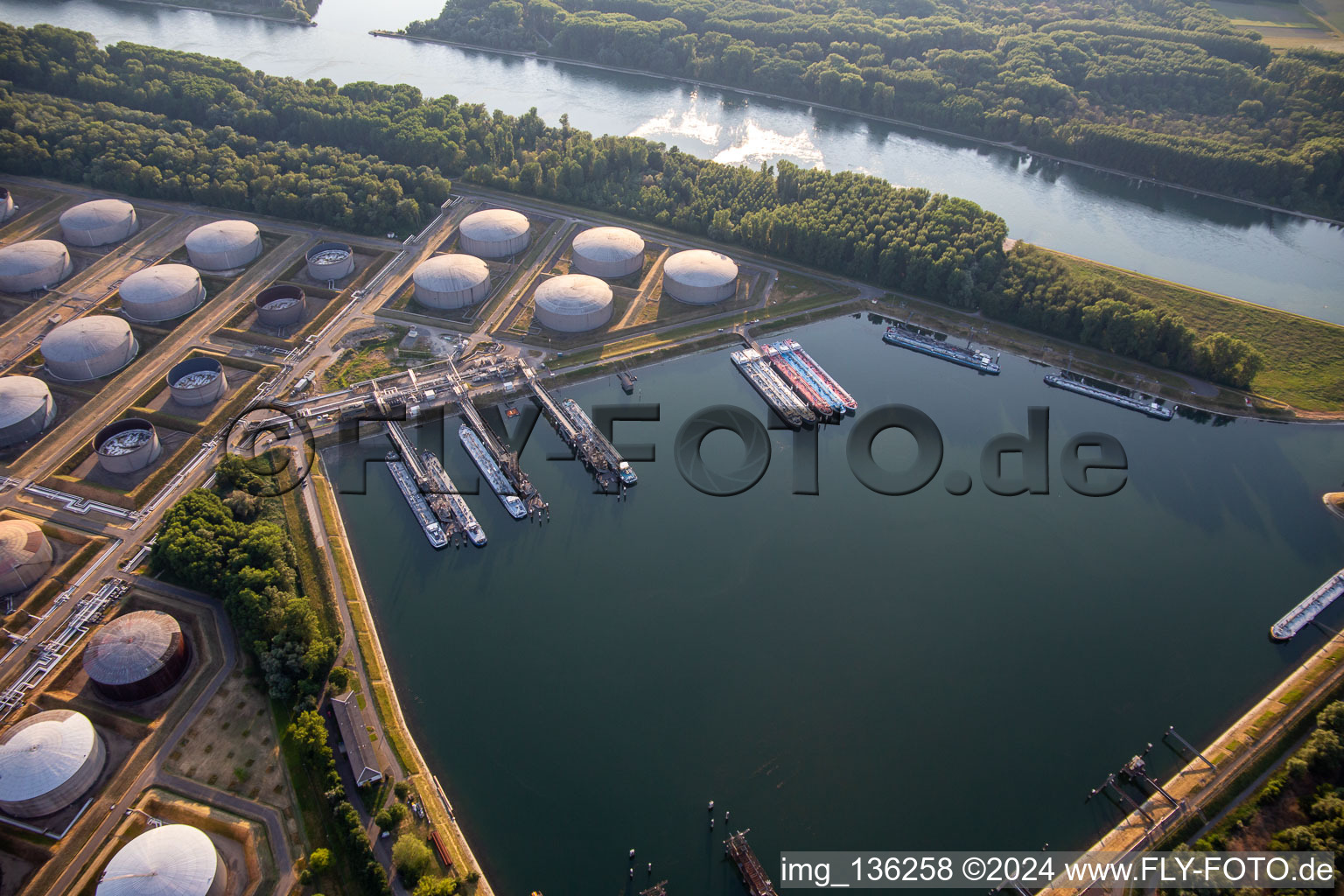 MIRO oil port in the district Knielingen in Karlsruhe in the state Baden-Wuerttemberg, Germany