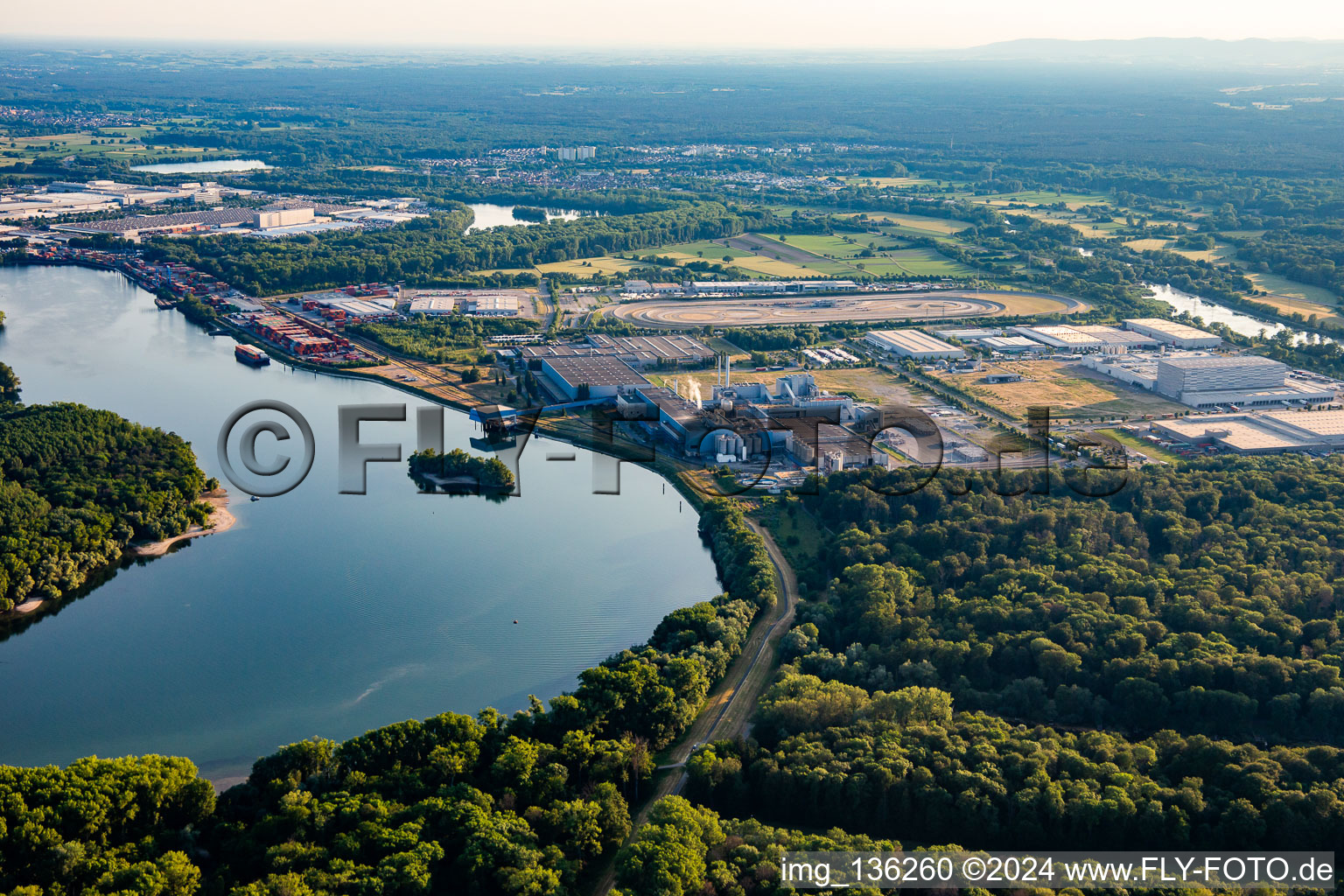 Wörth State Port and Oberwald Industrial Area in Wörth am Rhein in the state Rhineland-Palatinate, Germany