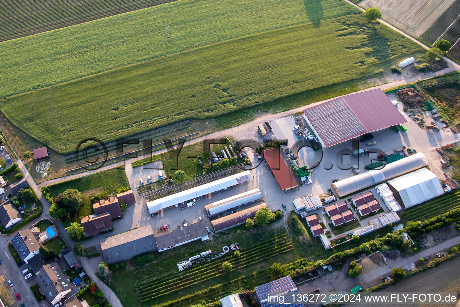 Oblique view of Organic farm Kugelmann in Kandel in the state Rhineland-Palatinate, Germany