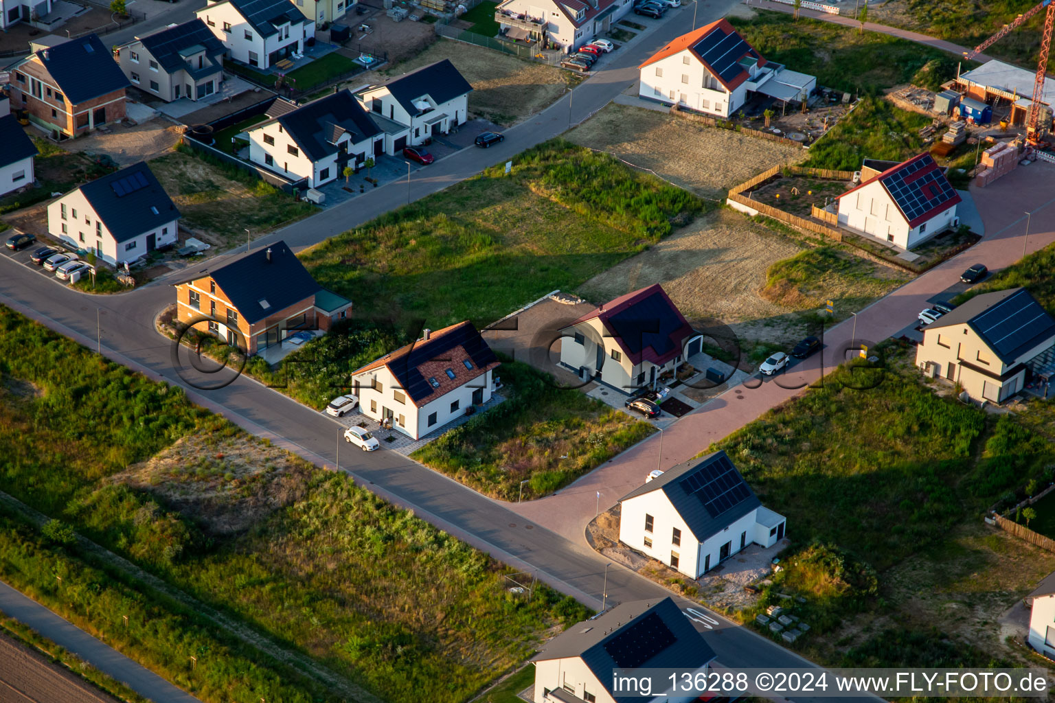 Aerial view of New development Rosenweg in Kandel in the state Rhineland-Palatinate, Germany