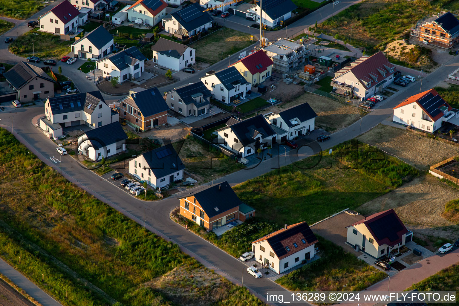 Aerial photograpy of New development Veilchenweg in Kandel in the state Rhineland-Palatinate, Germany