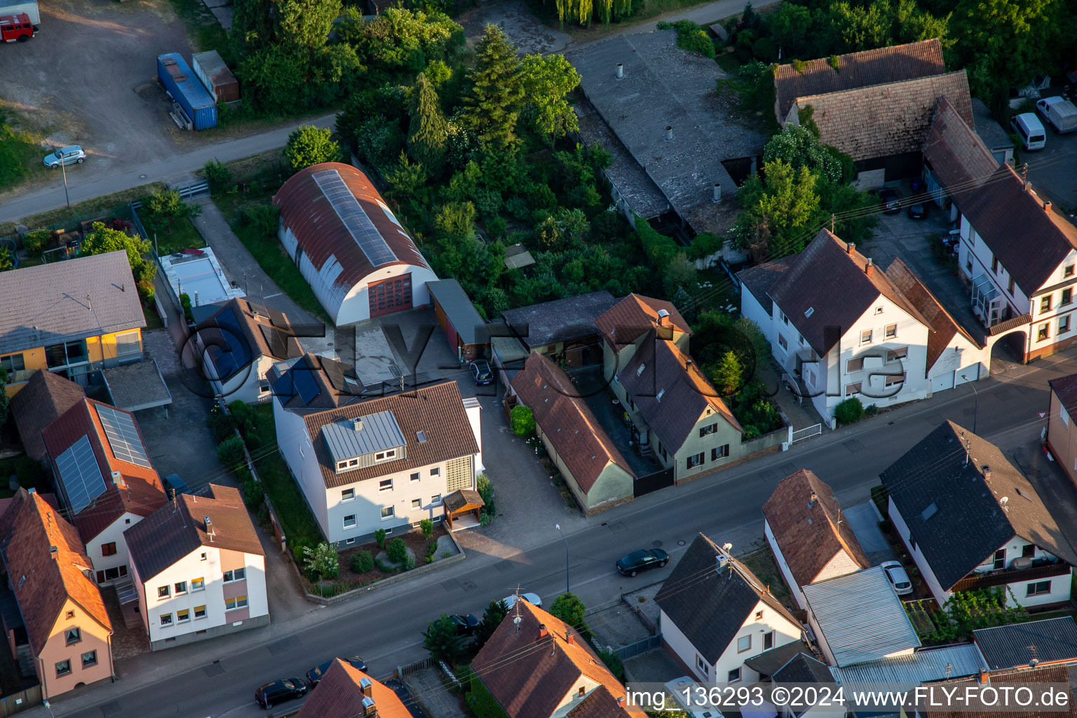 Drone recording of Saarstr in Kandel in the state Rhineland-Palatinate, Germany