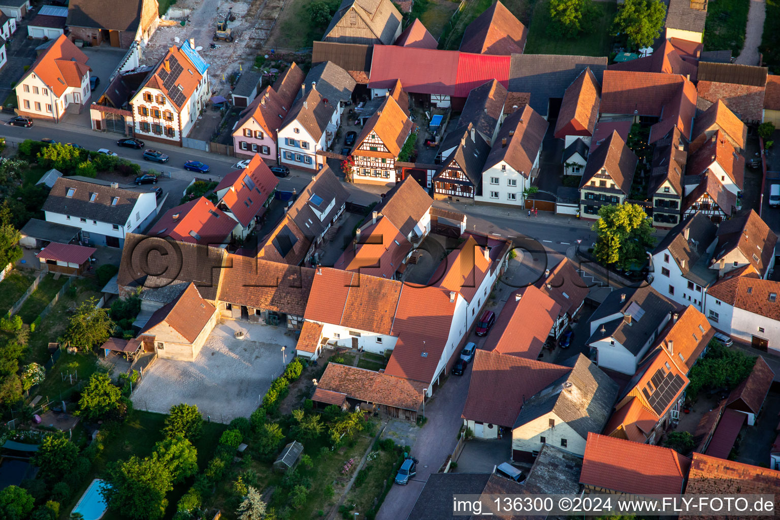 Aerial photograpy of Gnägyhof on the main street in Winden in the state Rhineland-Palatinate, Germany