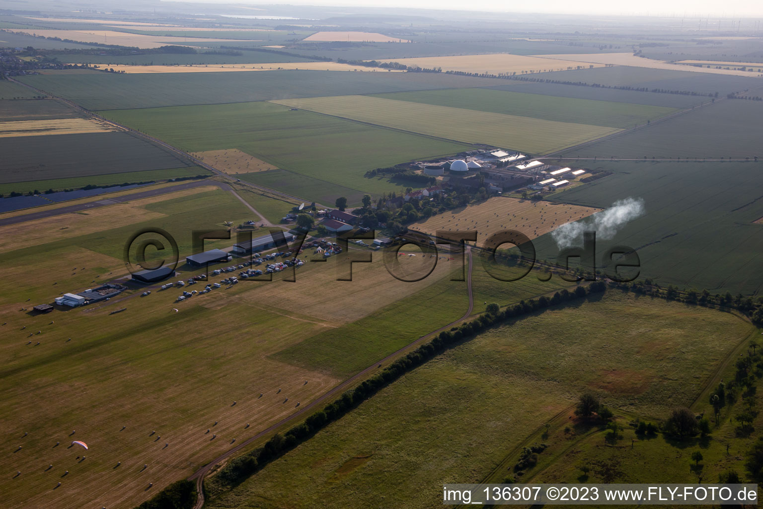 Aerial view of Airport Ballenstedt in the district Asmusstedt in Ballenstedt in the state Saxony-Anhalt, Germany