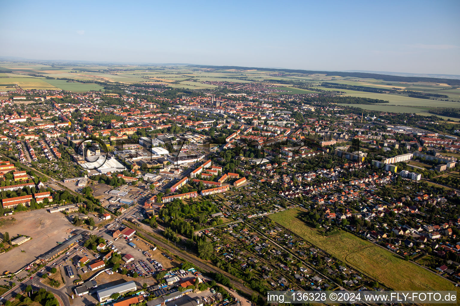 Aerial view of Quedlinburger Landstr in Halberstadt in the state Saxony-Anhalt, Germany