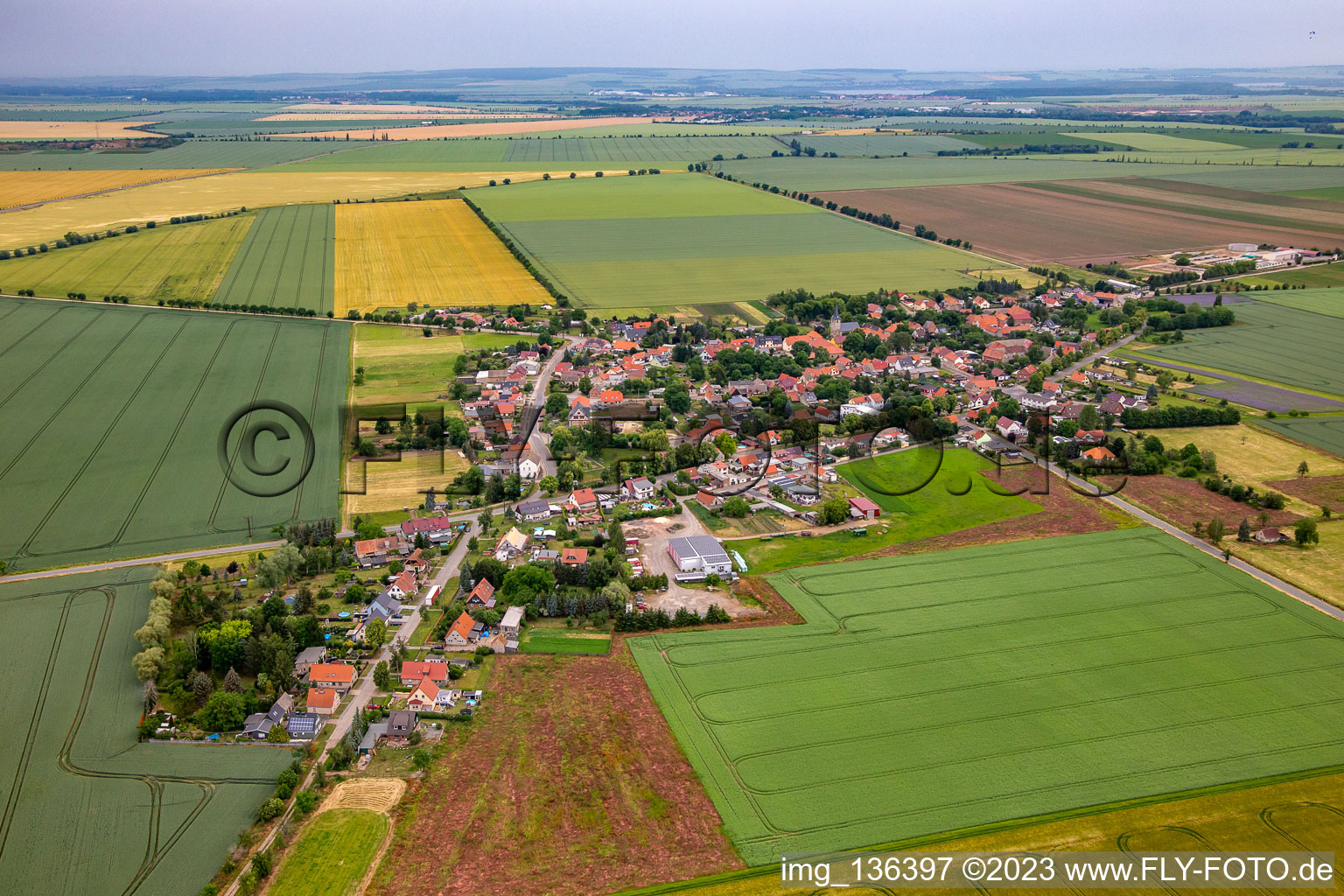 Aerial view of District Radisleben in Ballenstedt in the state Saxony-Anhalt, Germany