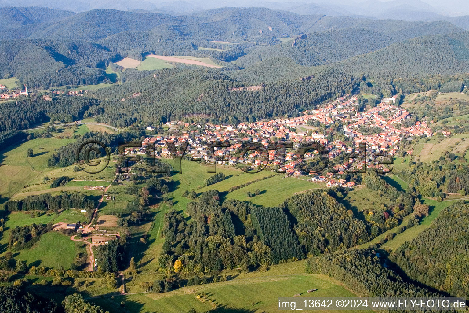 Busenberg in the state Rhineland-Palatinate, Germany viewn from the air