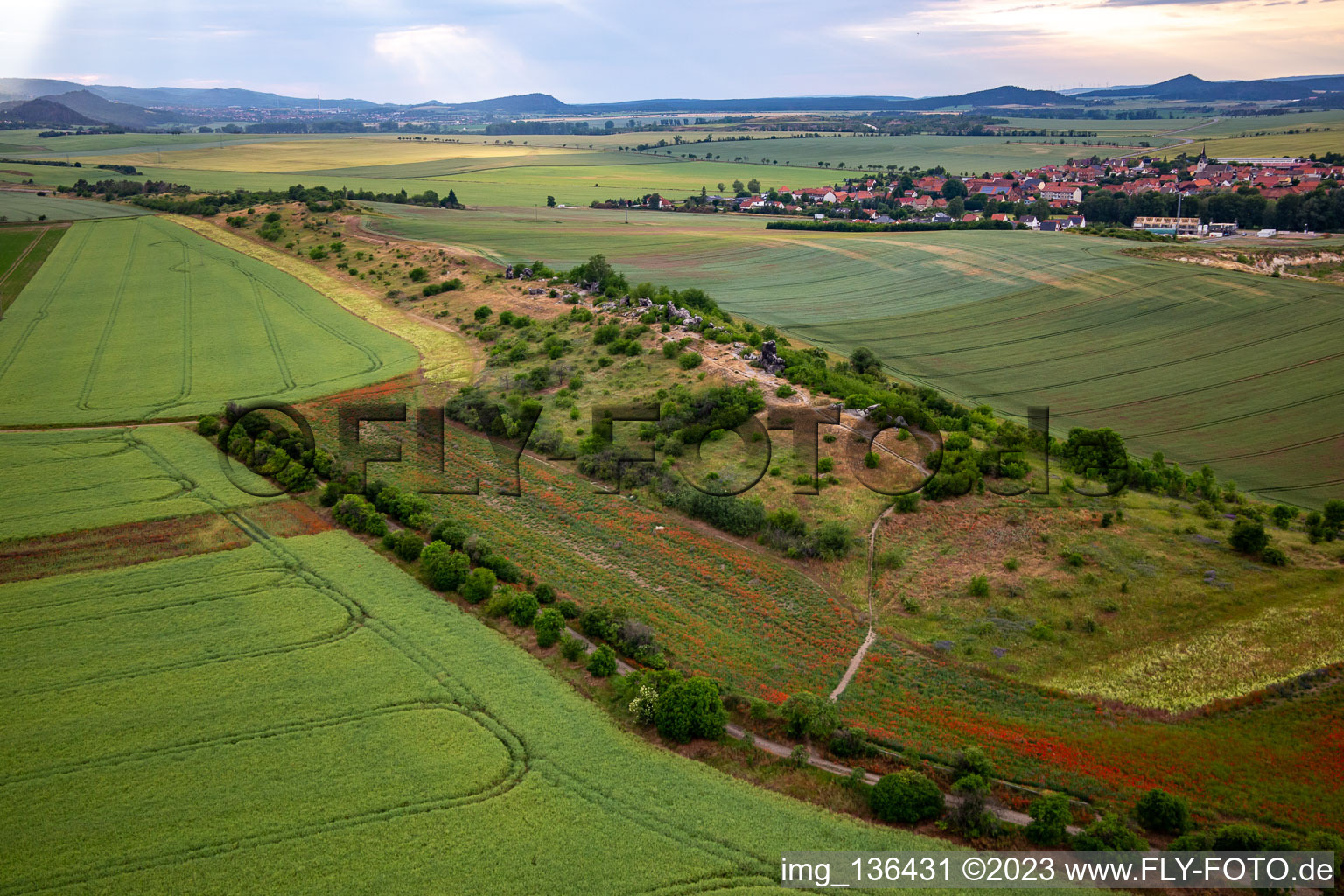 Aerial photograpy of Warnstedt Devil's Wall in the district Warnstedt in Thale in the state Saxony-Anhalt, Germany