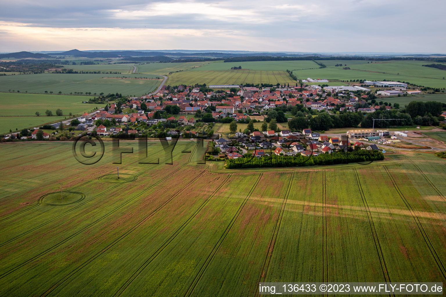 Aerial view of From the south in the district Warnstedt in Thale in the state Saxony-Anhalt, Germany