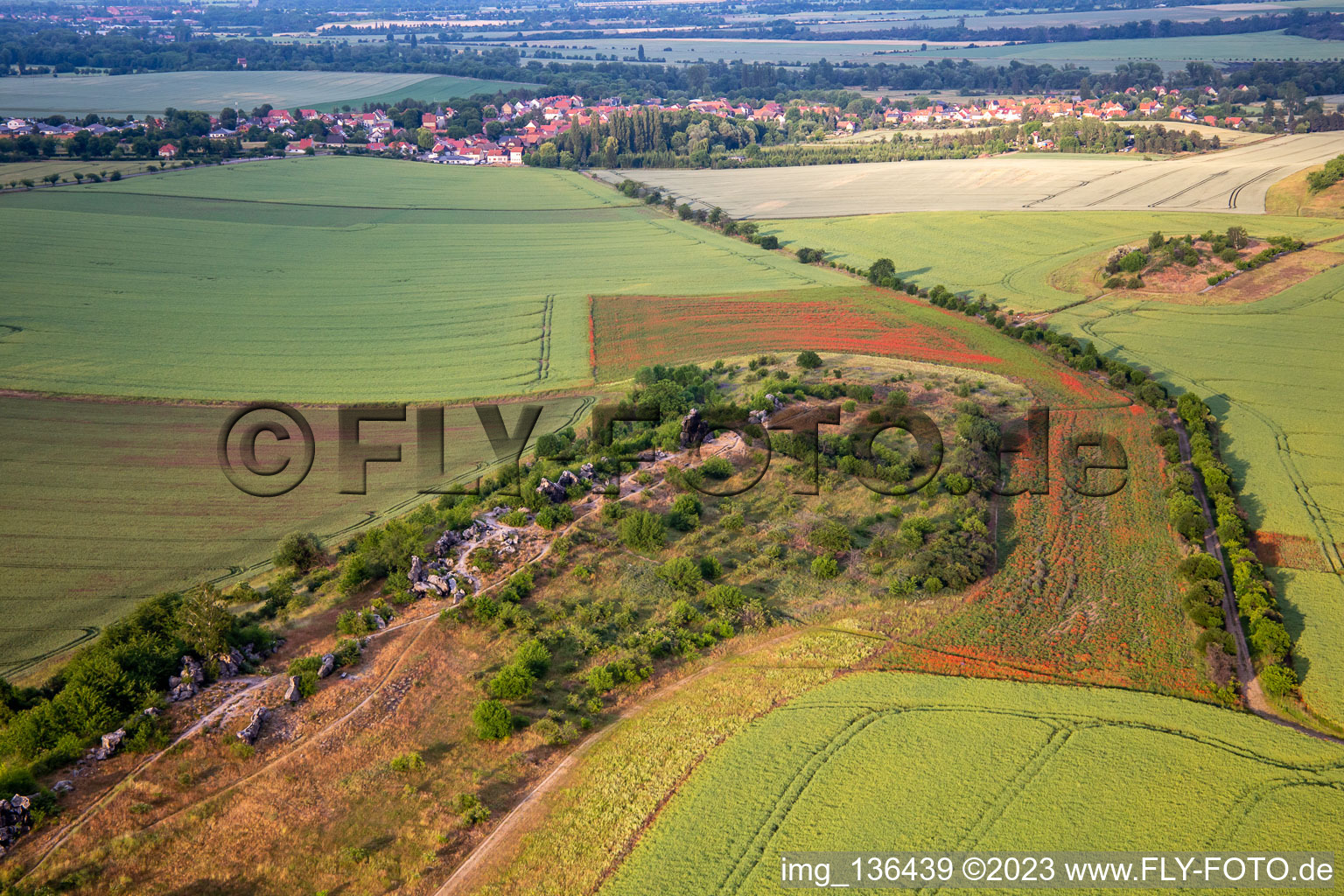Warnstedt Devil's Wall in Thale in the state Saxony-Anhalt, Germany seen from above