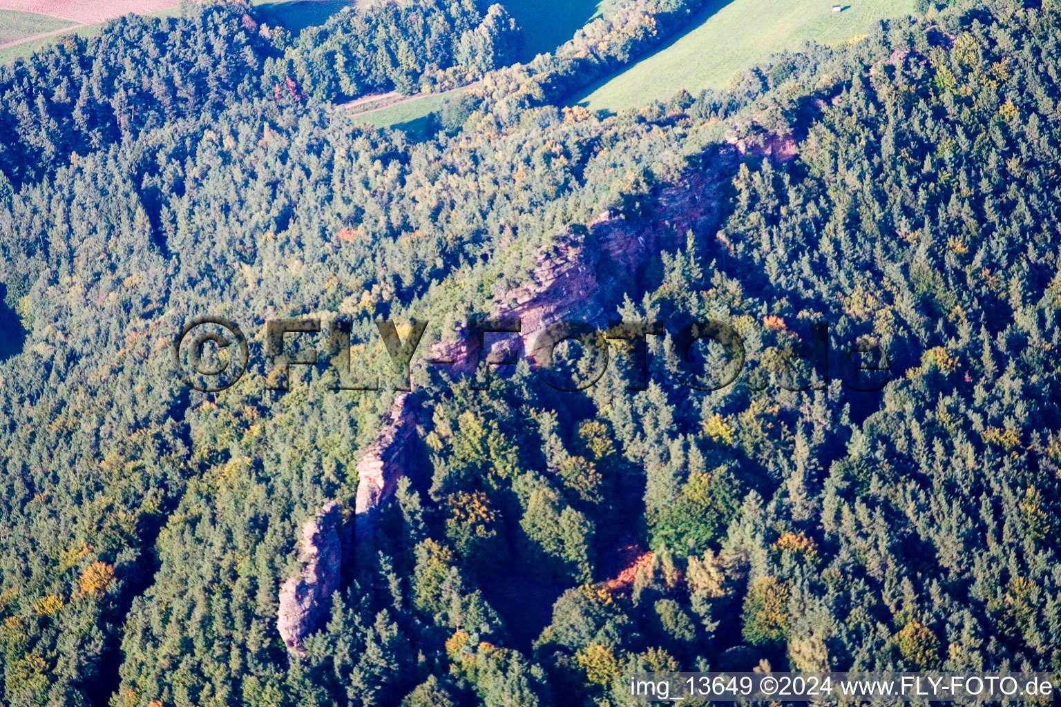 Drone image of Busenberg in the state Rhineland-Palatinate, Germany