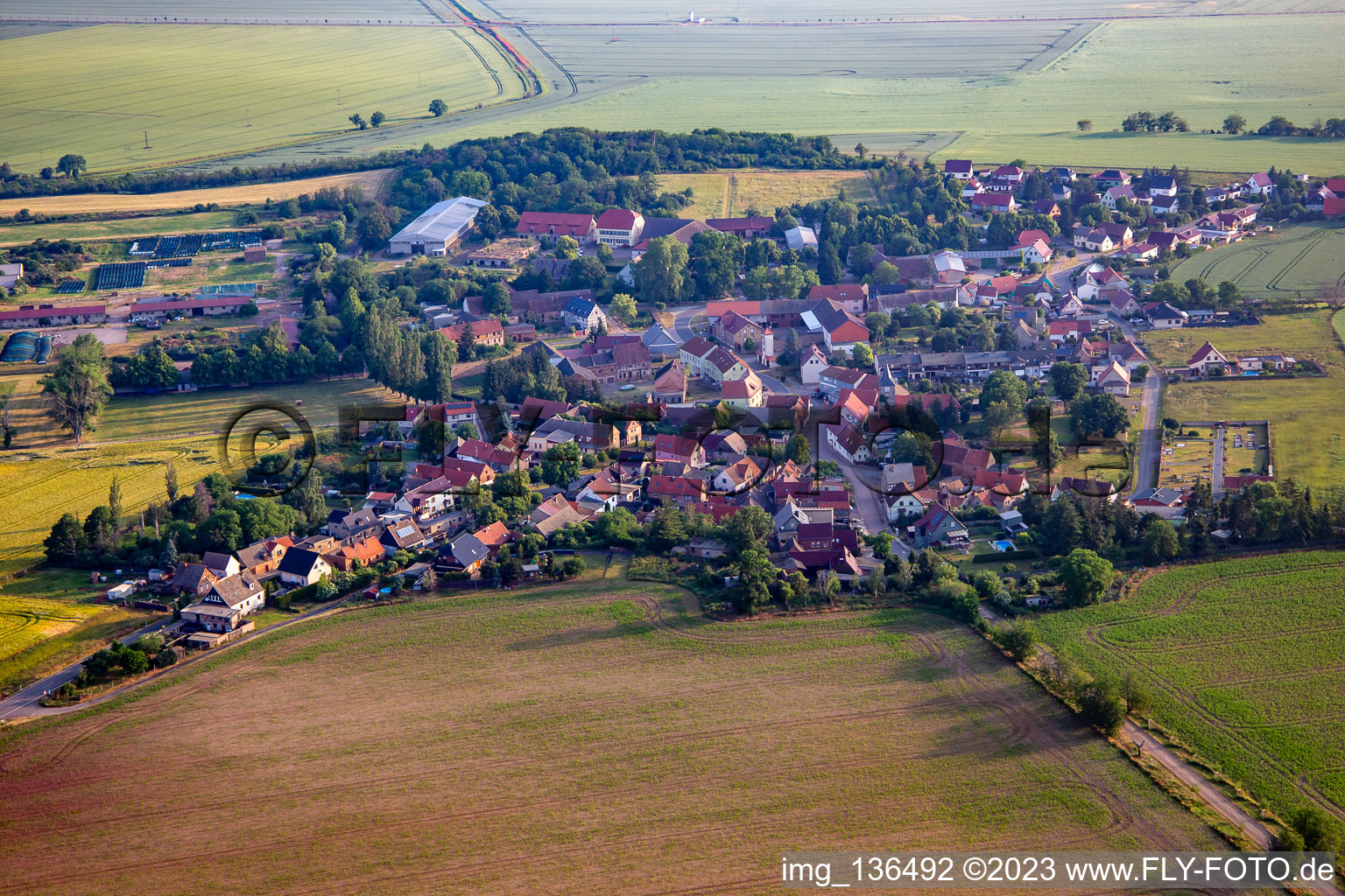 From the south in the district Endorf in Falkenstein in the state Saxony-Anhalt, Germany