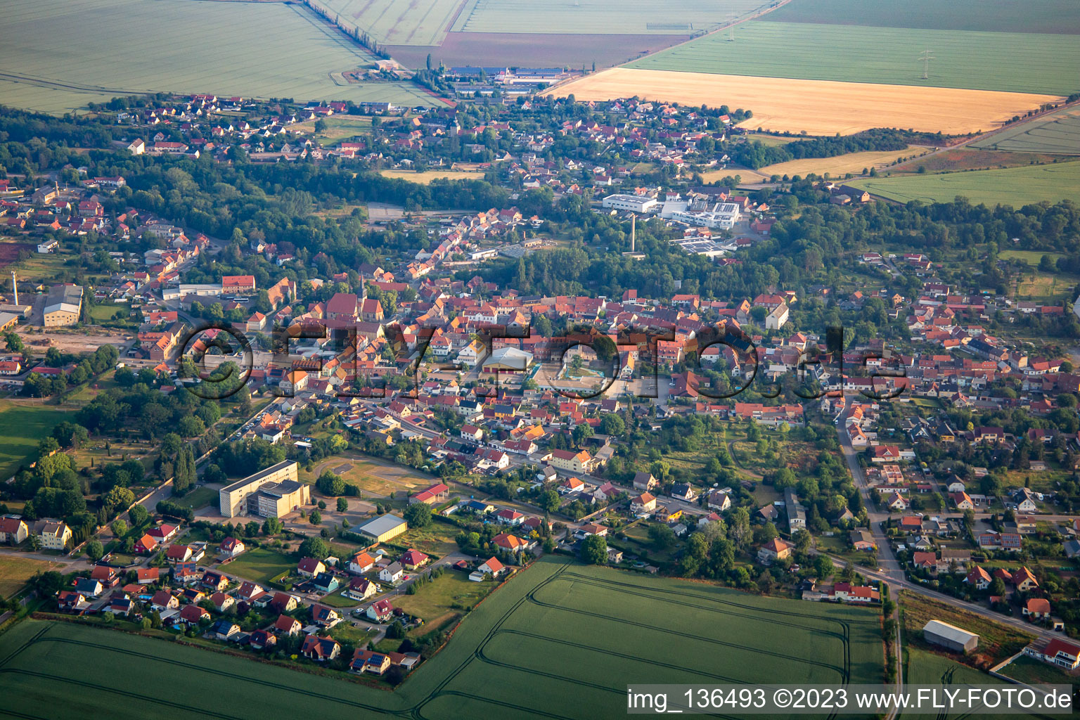 Aerial view of District Ermsleben in Falkenstein in the state Saxony-Anhalt, Germany