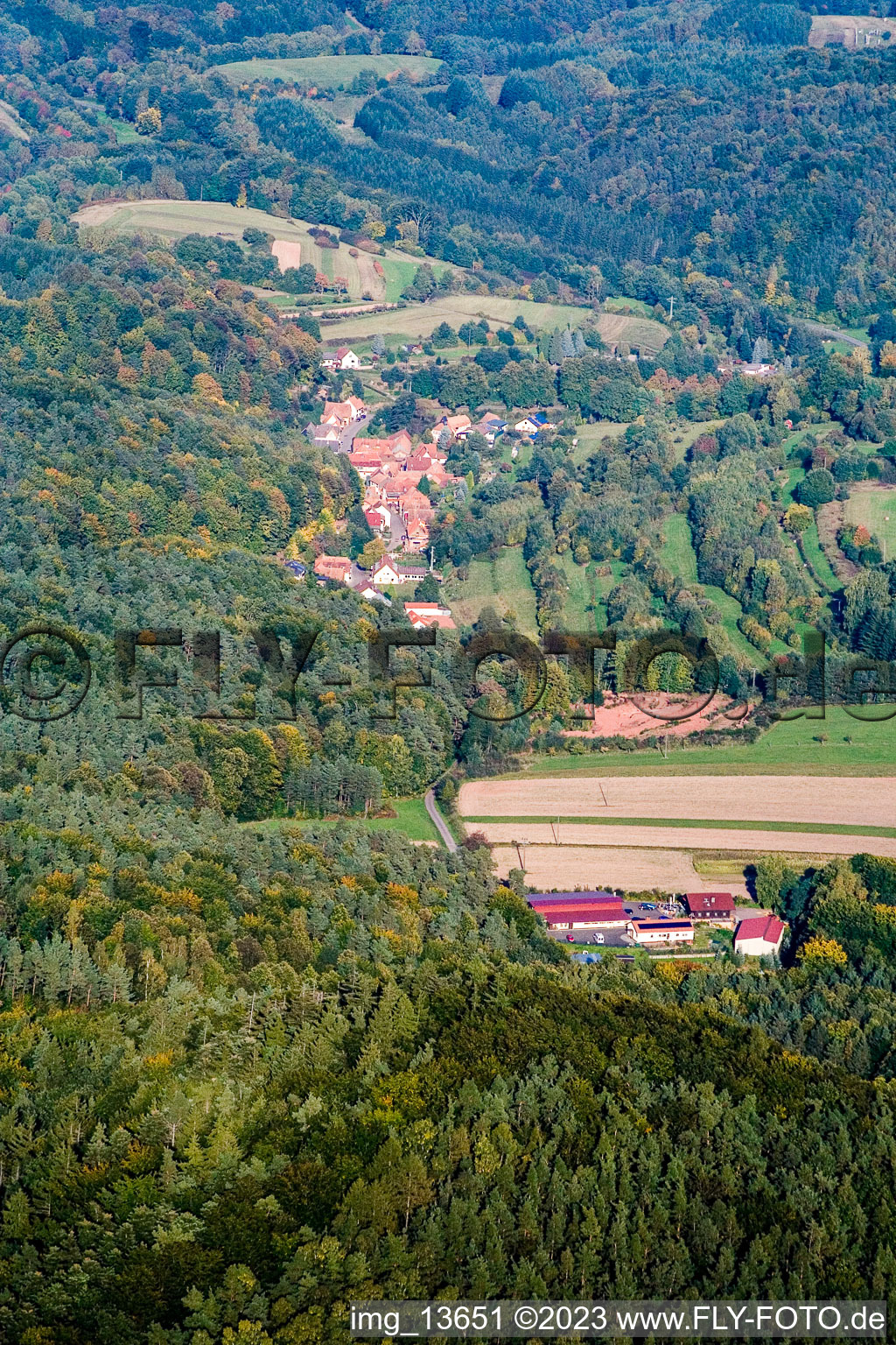 Oberschlettenbach in the state Rhineland-Palatinate, Germany out of the air