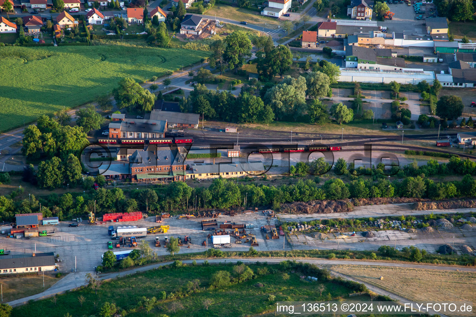 Aerial photograpy of Train station Gernrode in the district Gernrode in Quedlinburg in the state Saxony-Anhalt, Germany