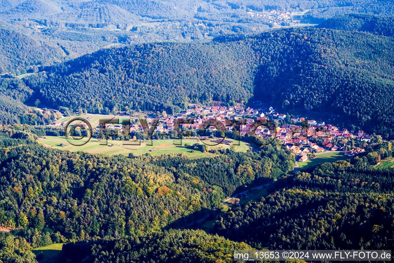 Aerial photograpy of Vorderweidenthal in the state Rhineland-Palatinate, Germany