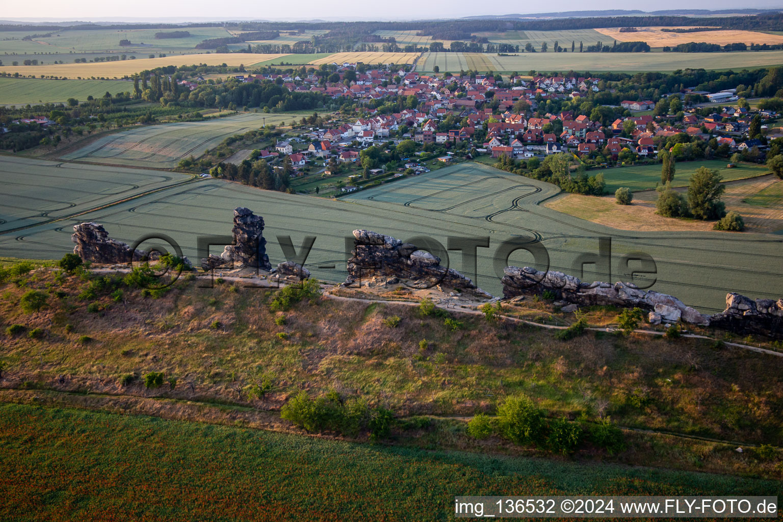 Devil's Wall middle stones from the southeast in the district Weddersleben in Thale in the state Saxony-Anhalt, Germany