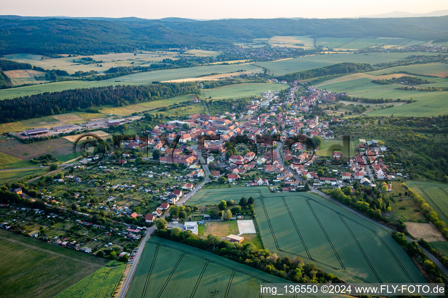Aerial view of District Timmenrode in Blankenburg in the state Saxony-Anhalt, Germany