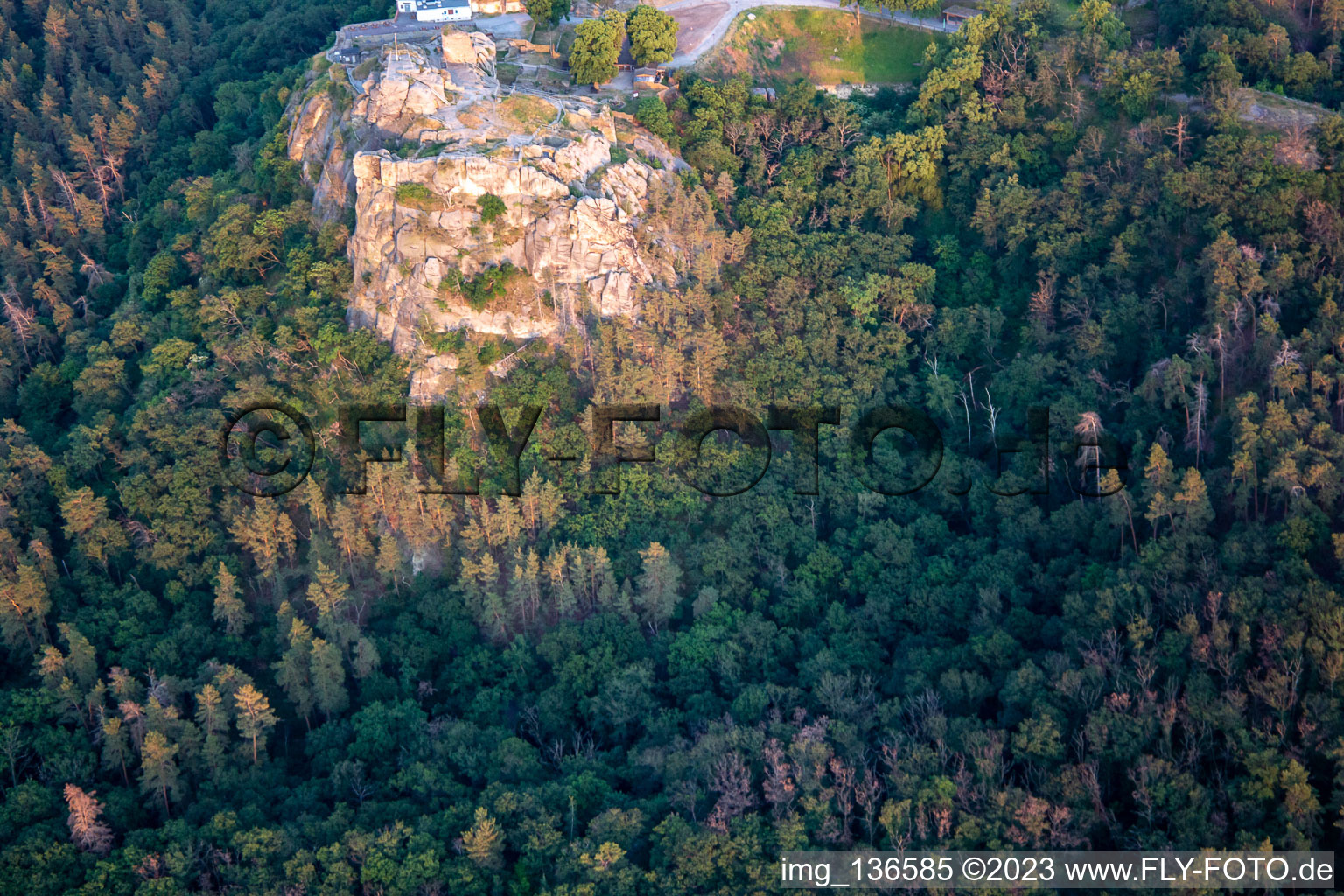 Regenstein Castle and Fortress in Blankenburg in the state Saxony-Anhalt, Germany from the plane