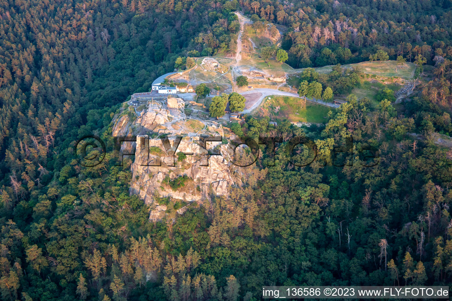 Bird's eye view of Regenstein Castle and Fortress in Blankenburg in the state Saxony-Anhalt, Germany