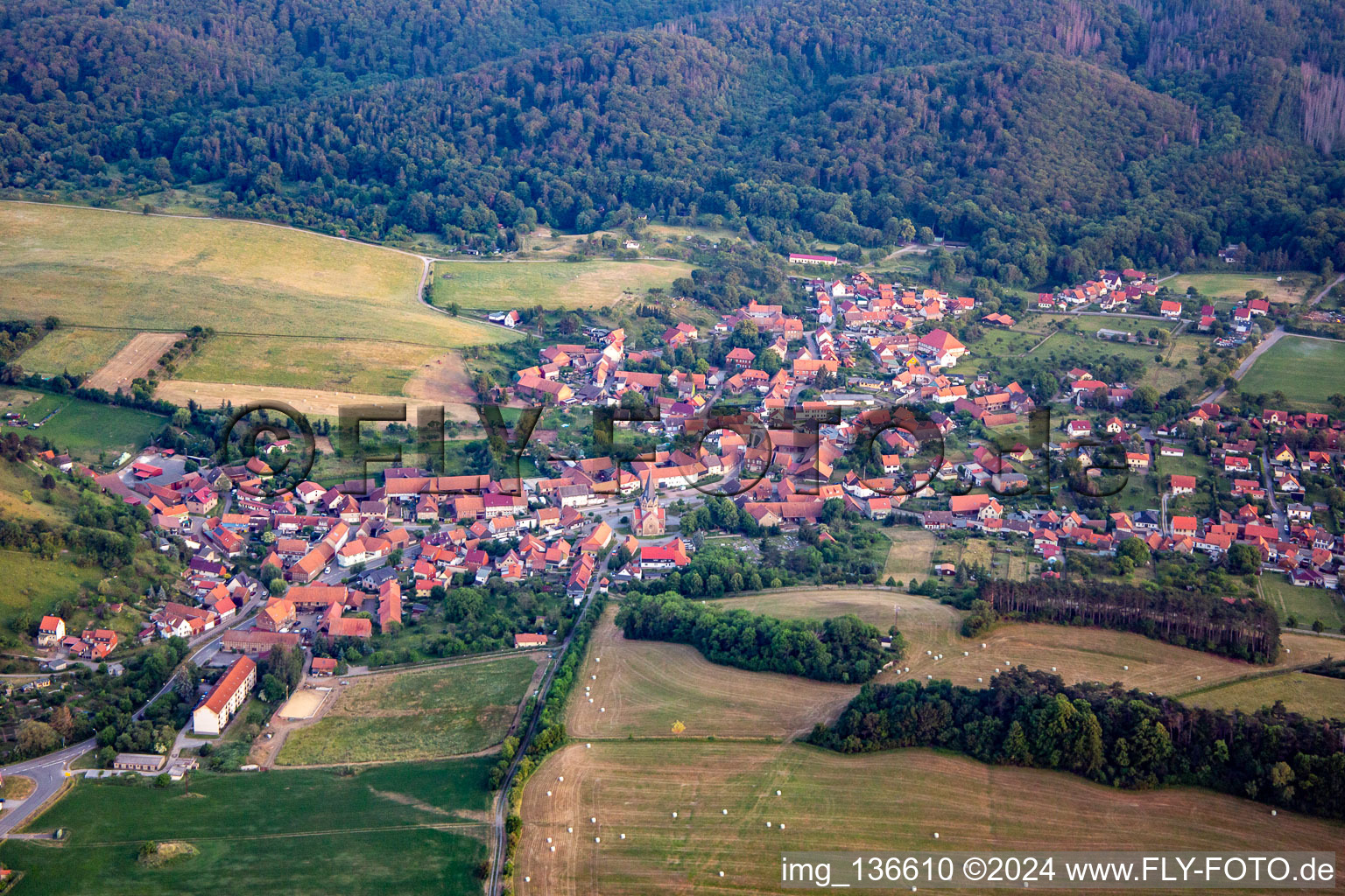 From the north in the district Benzingerode in Wernigerode in the state Saxony-Anhalt, Germany