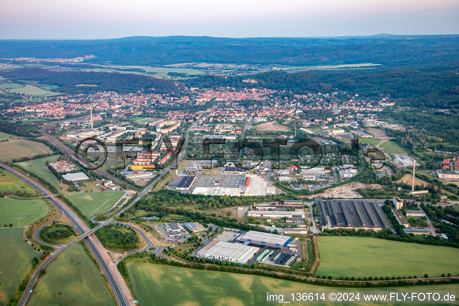 Aerial view of From the west in Blankenburg in the state Saxony-Anhalt, Germany