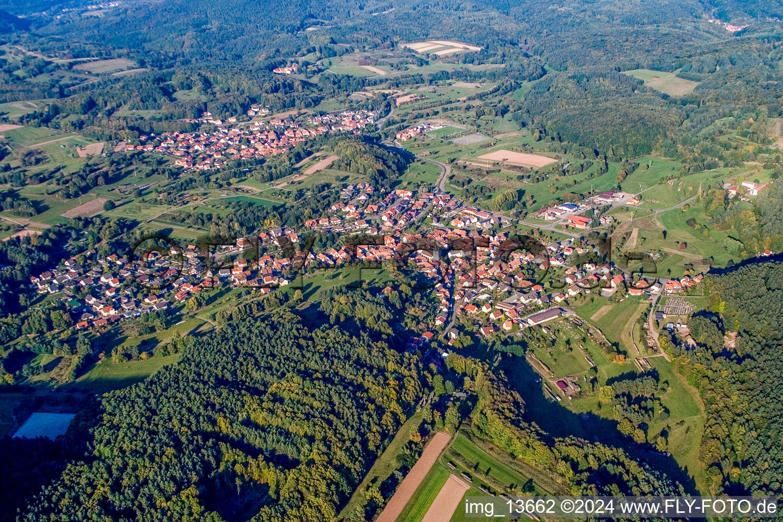 Völkersweiler in the state Rhineland-Palatinate, Germany seen from above