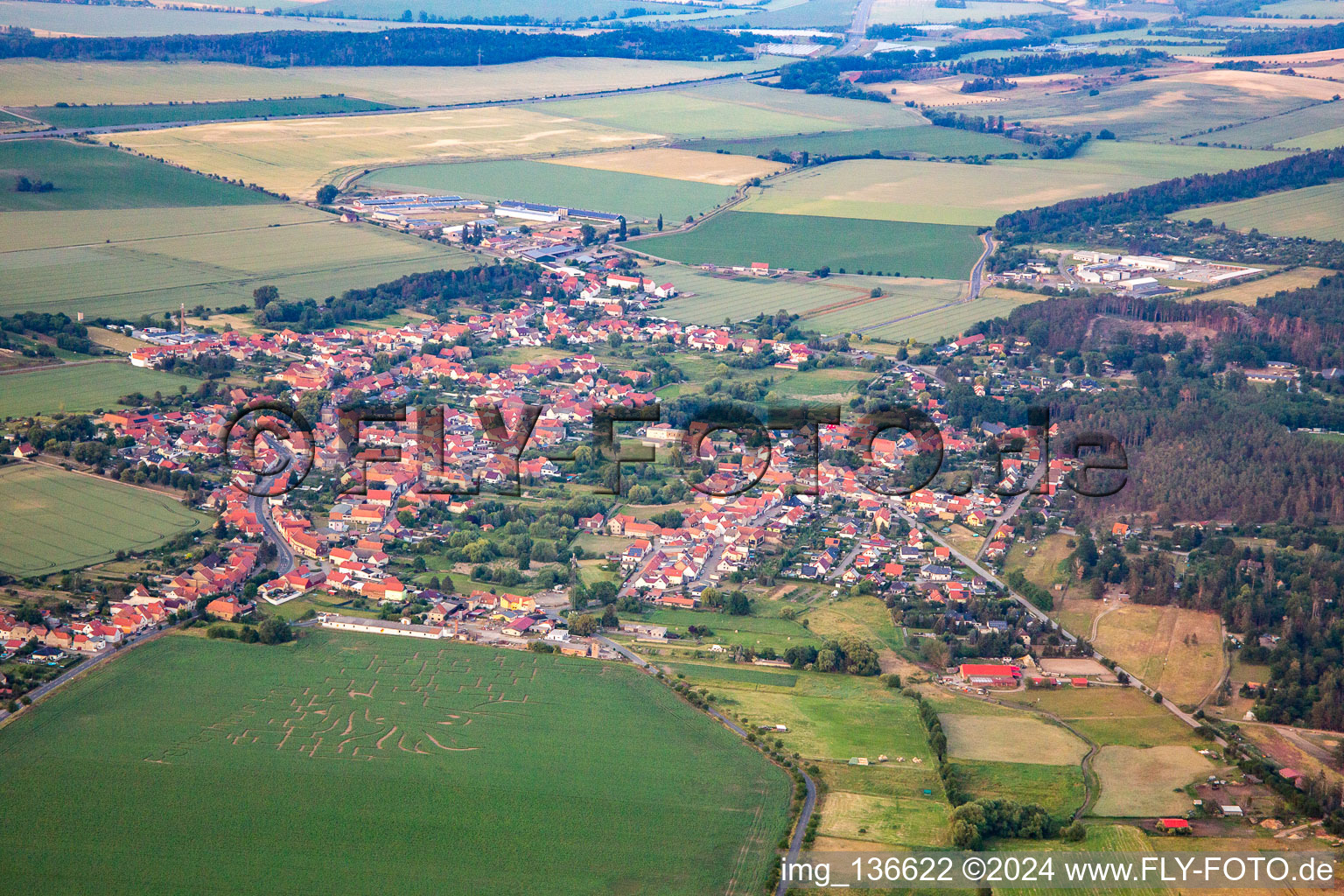 From the west in the district Westerhausen in Thale in the state Saxony-Anhalt, Germany