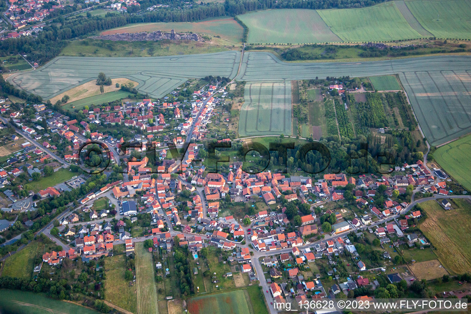 From the north in the district Weddersleben in Thale in the state Saxony-Anhalt, Germany