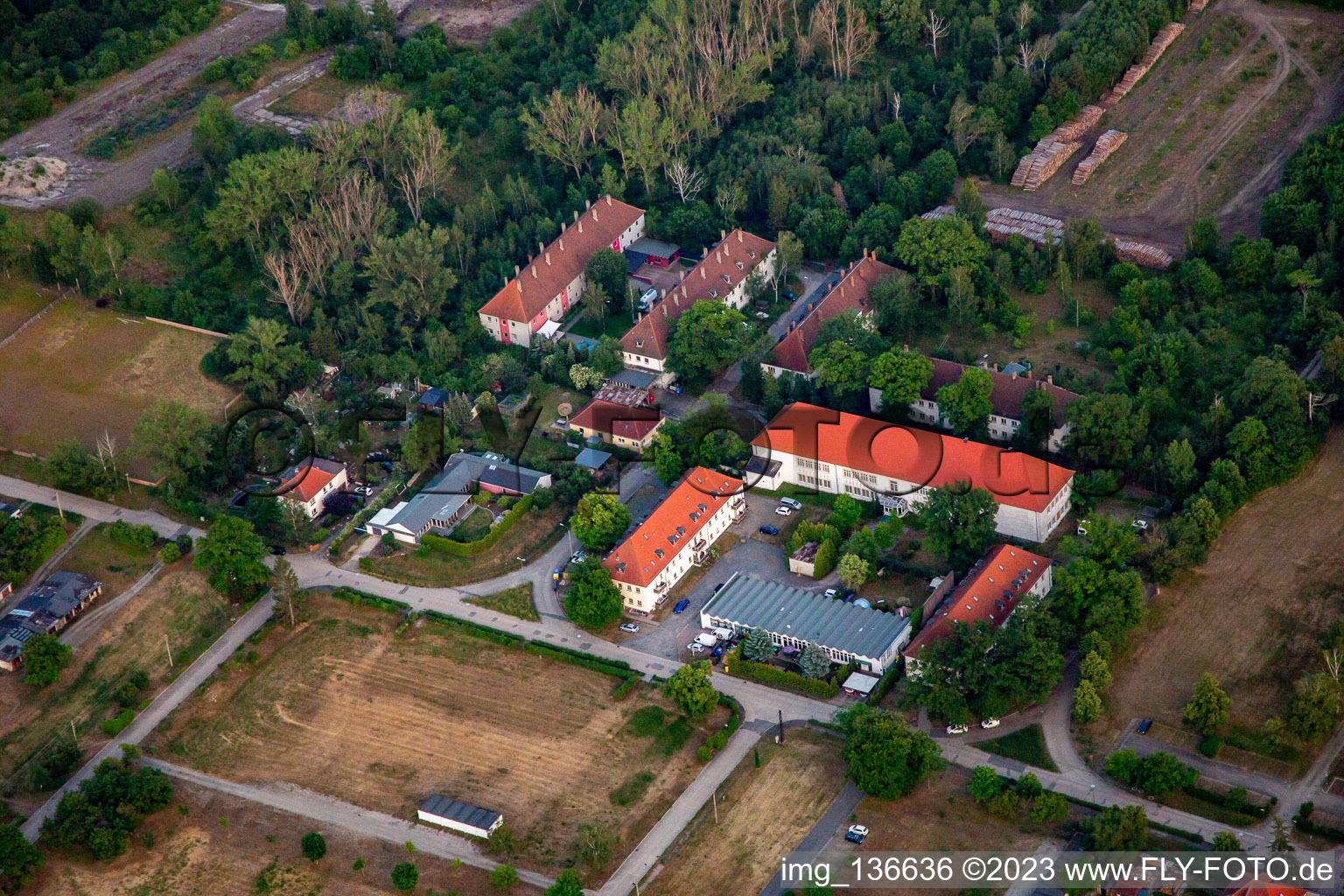 Aerial view of Möbel Brunner GmbH in the district Quarmbeck in Quedlinburg in the state Saxony-Anhalt, Germany