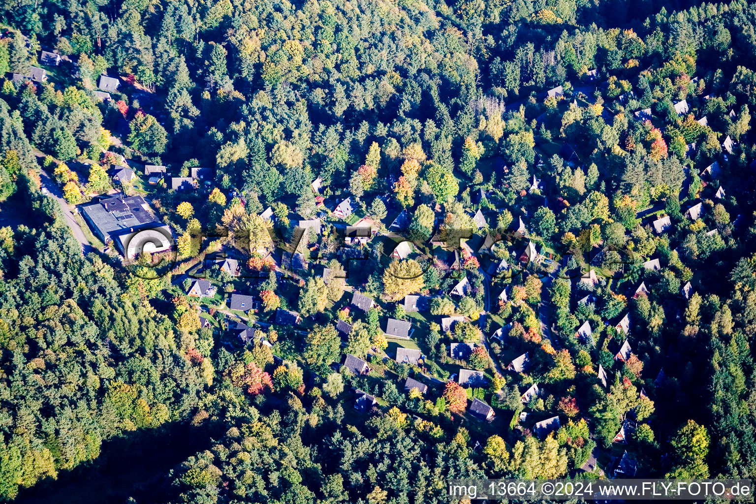 Aerial view of Holiday Village Eichwald in Silz in the state Rhineland-Palatinate, Germany