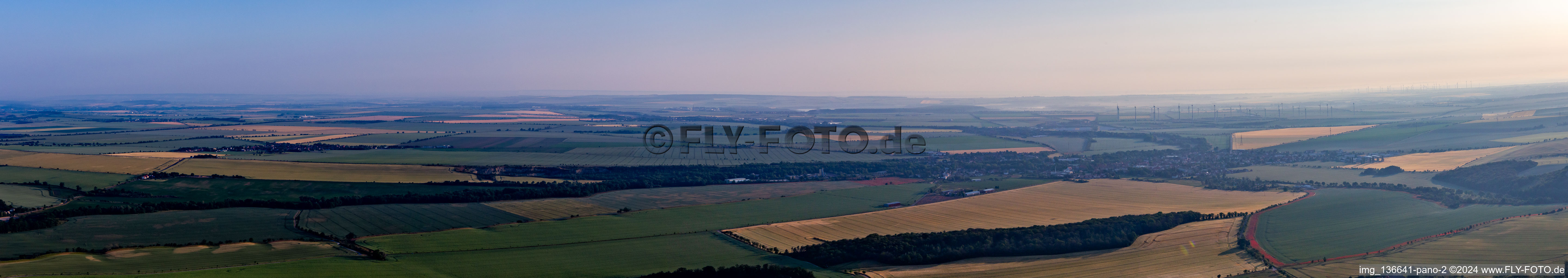 Harz foreland panorama in the district Ermsleben in Falkenstein in the state Saxony-Anhalt, Germany